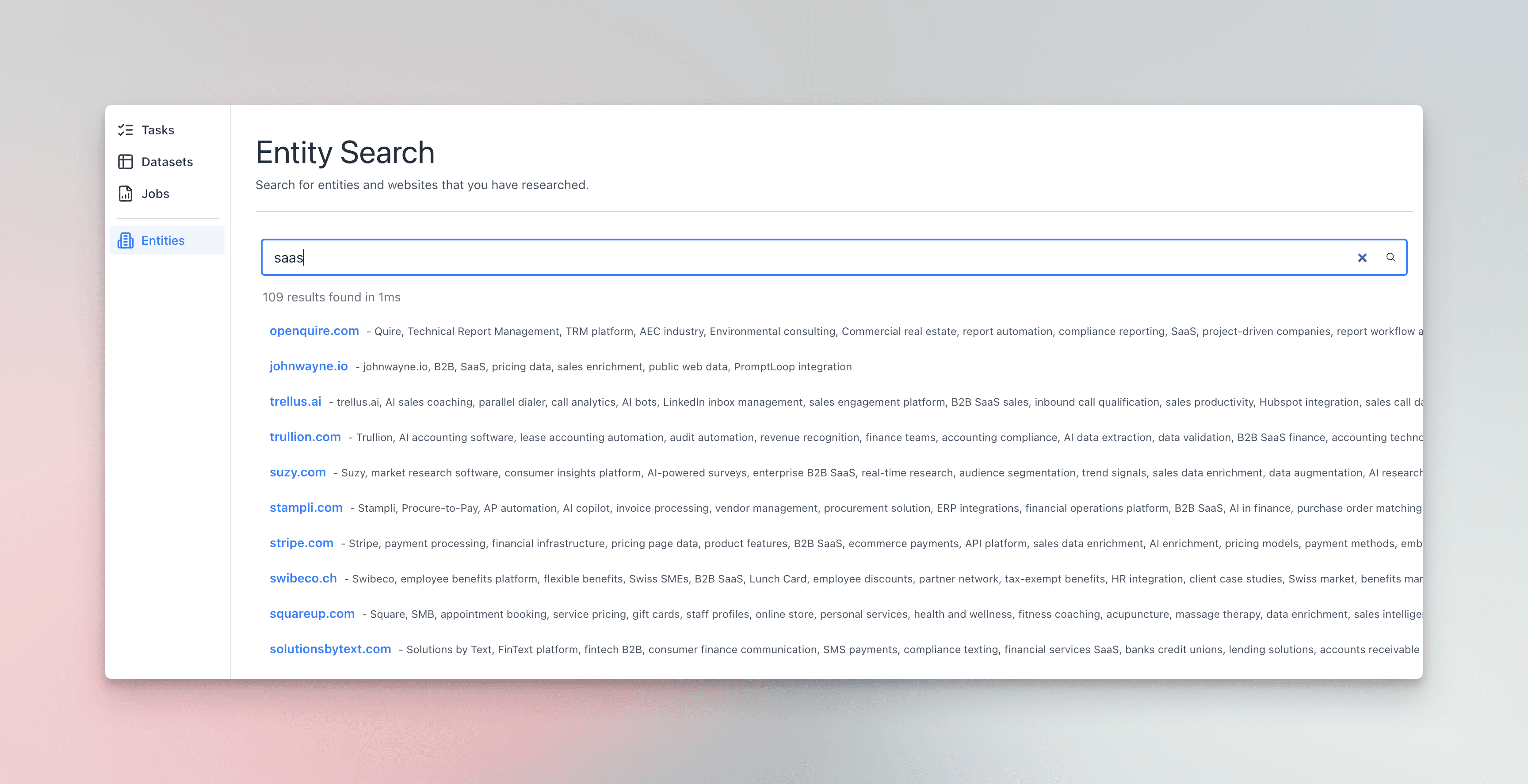 Entity-Research-Search