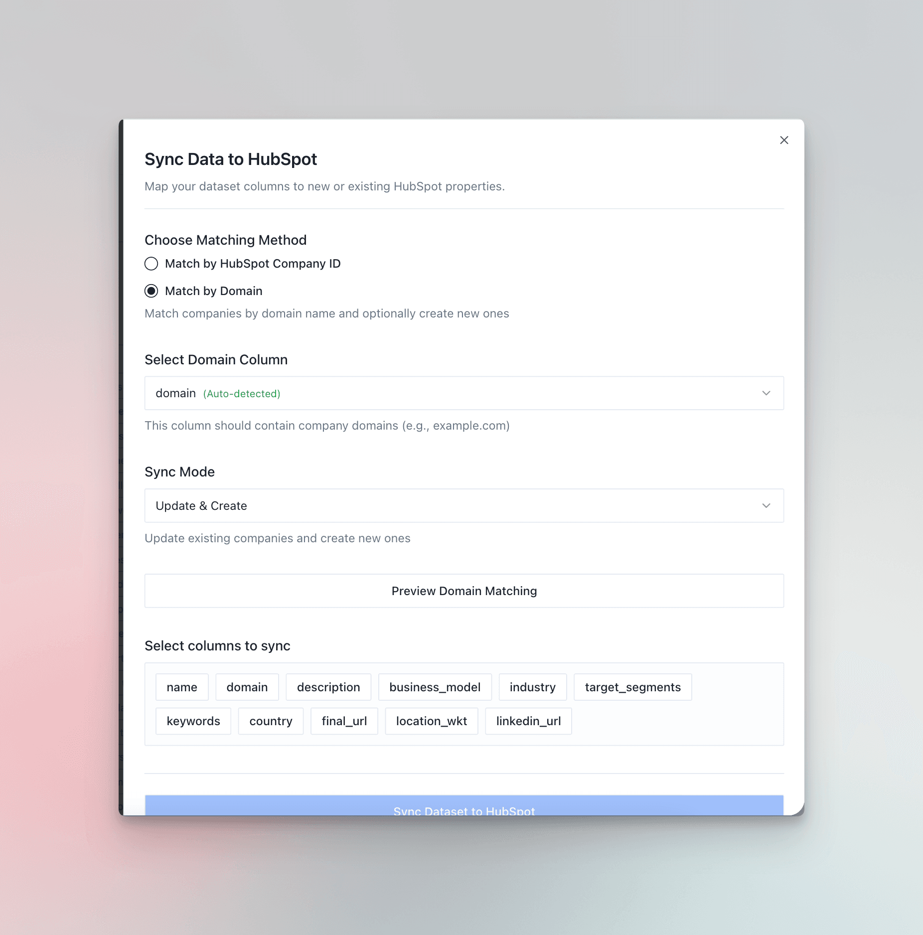 Choose Matching Method