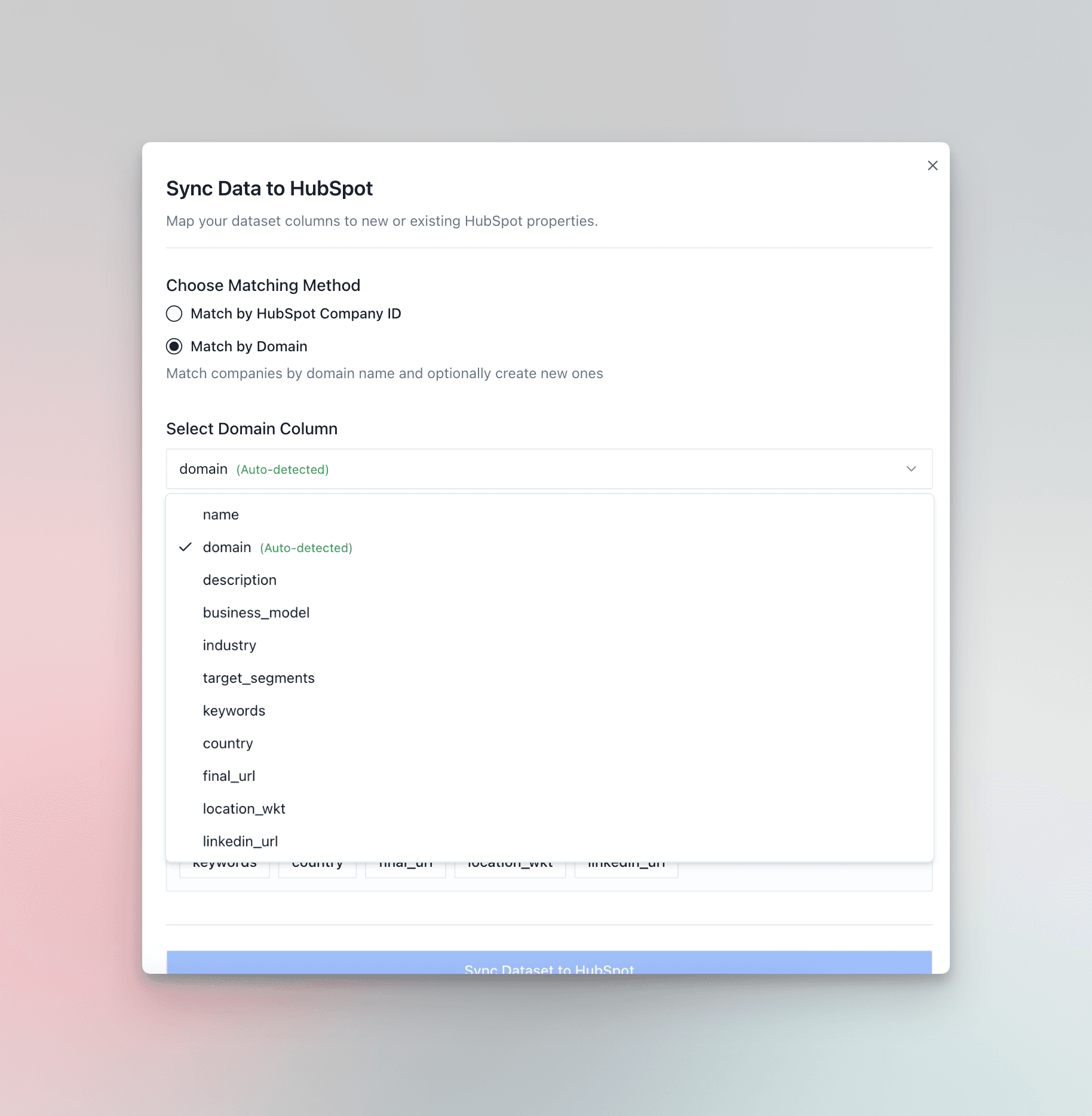 Select Domain Column